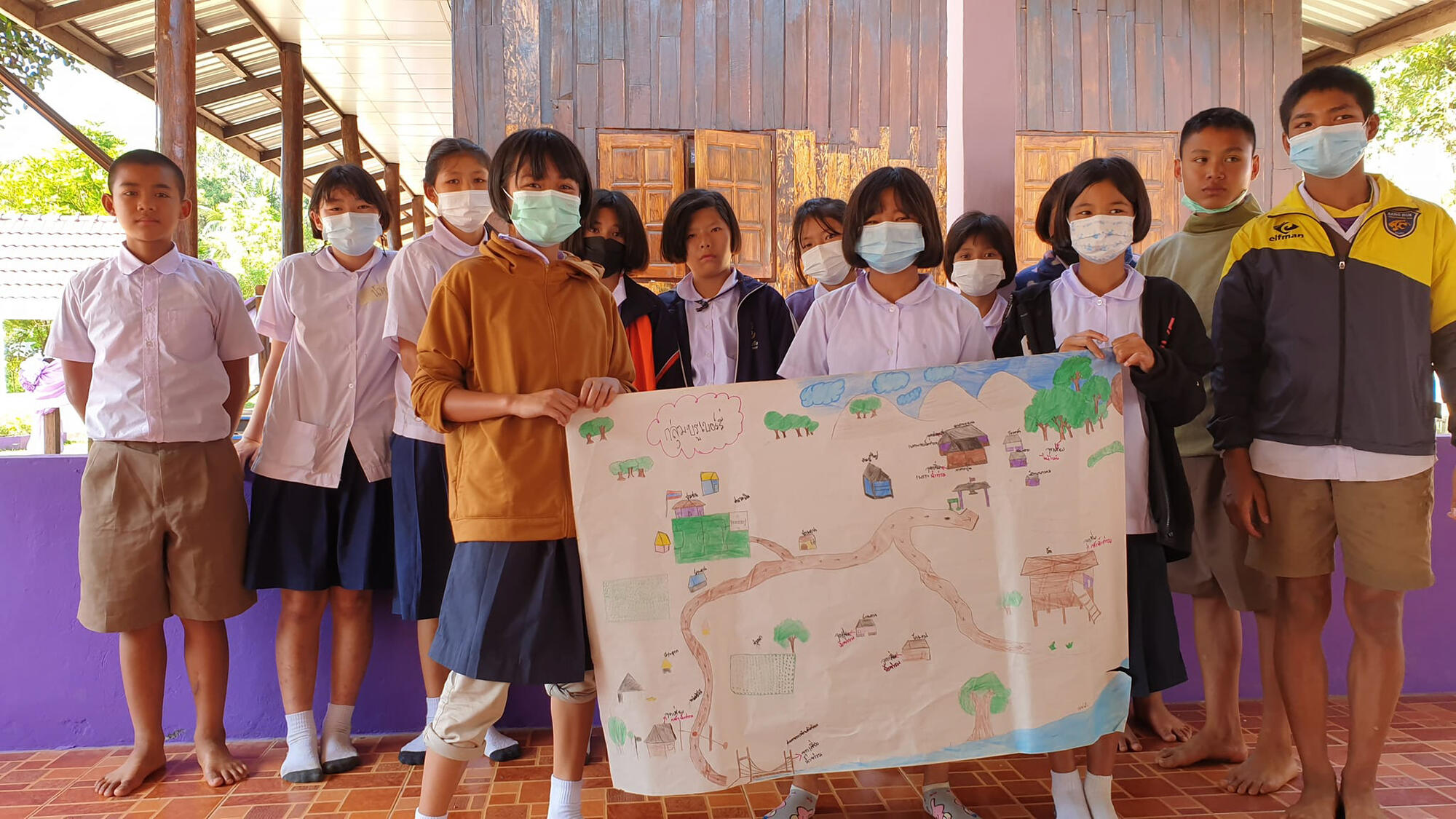 The disaster risk for children and communities in Sangkhla Buri district is flash floods.