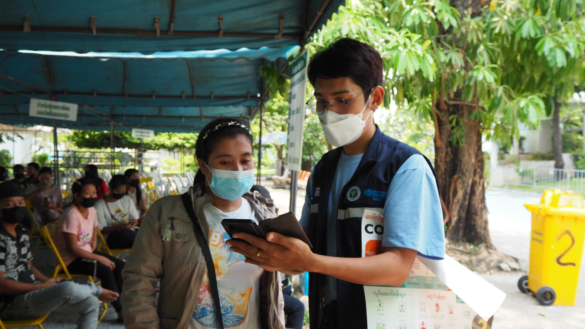 Min Yar Zar, a Myanmar migrant health volunteer in the Bangkok – Samut Prakan area, is providing COVID-19 knowledge and a correct understanding of the vaccine.