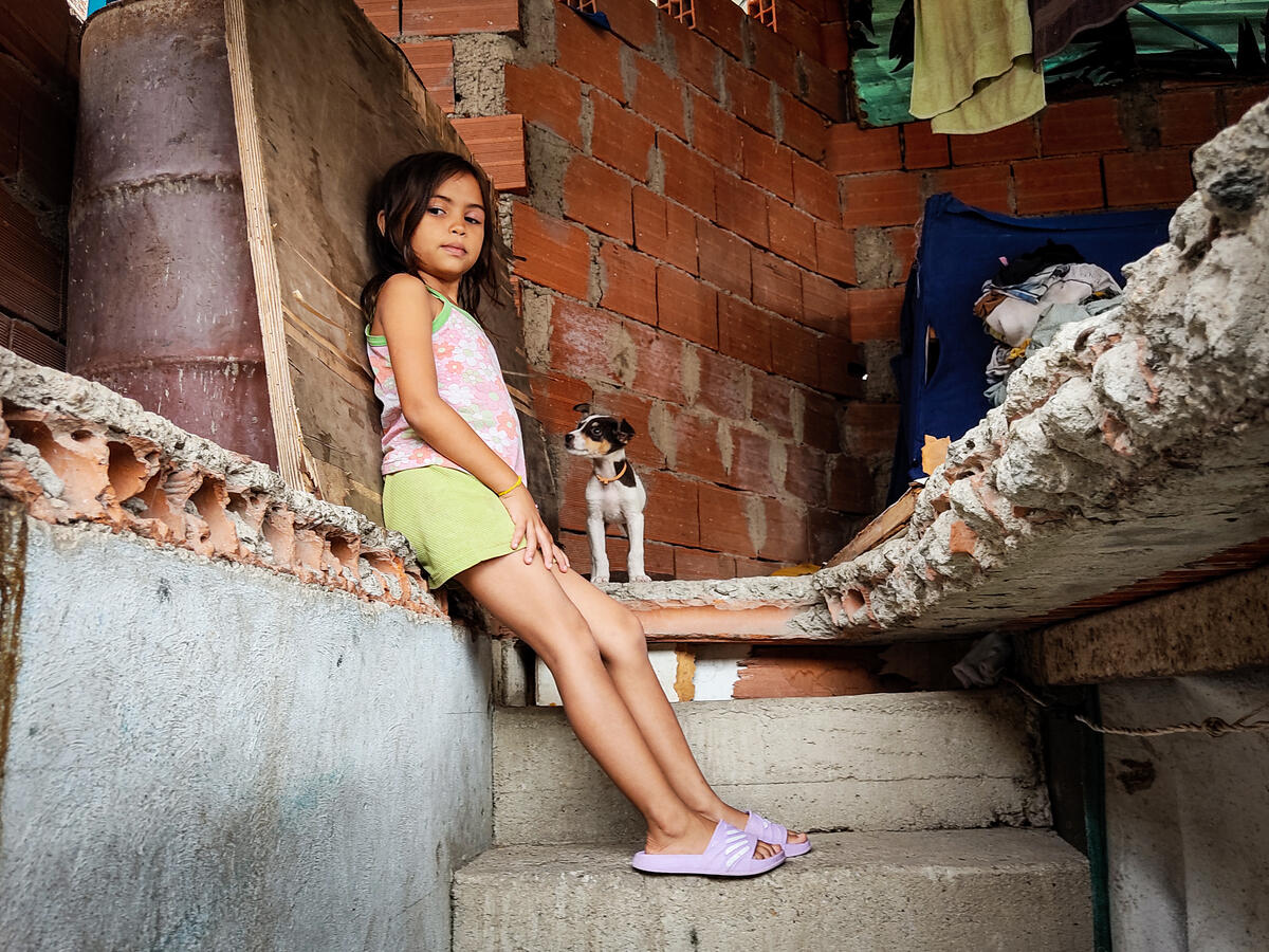 Johana's daughter inside her Venezuela home
