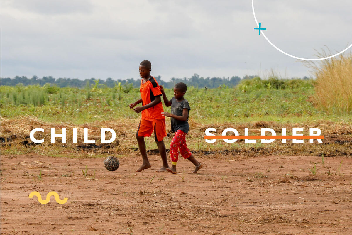 children playing football