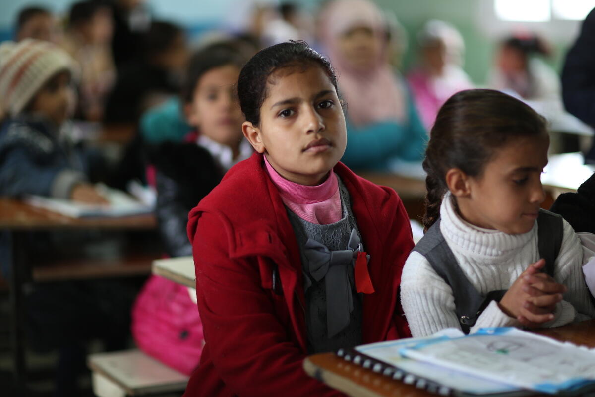 Girl in school in Iraq