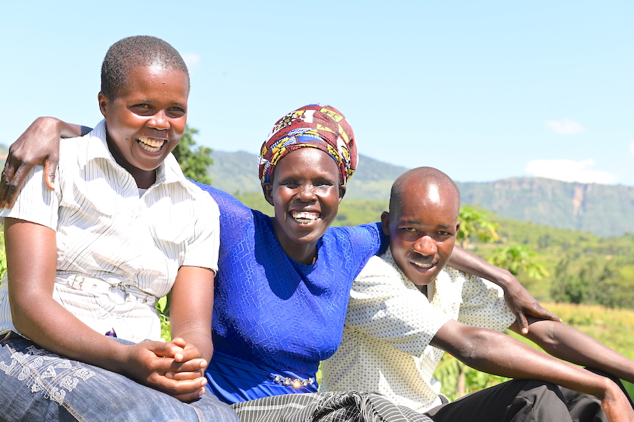 Esther (centre) with her