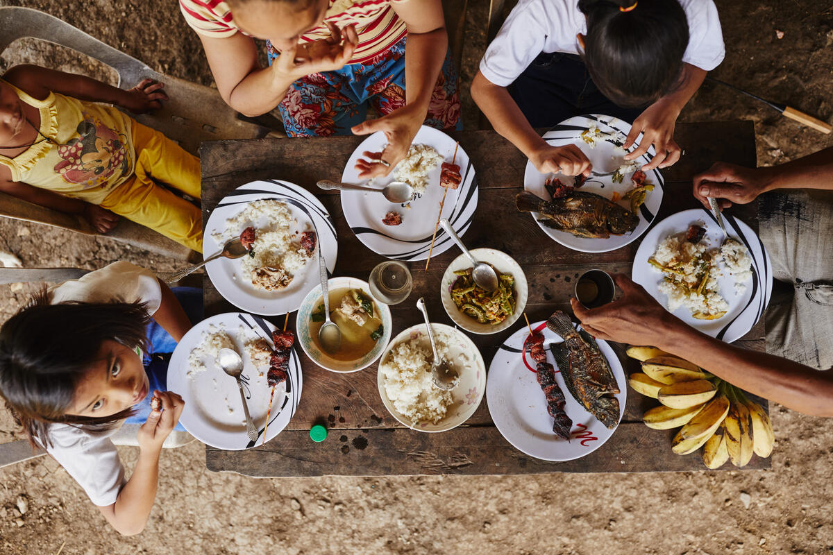 A family eating