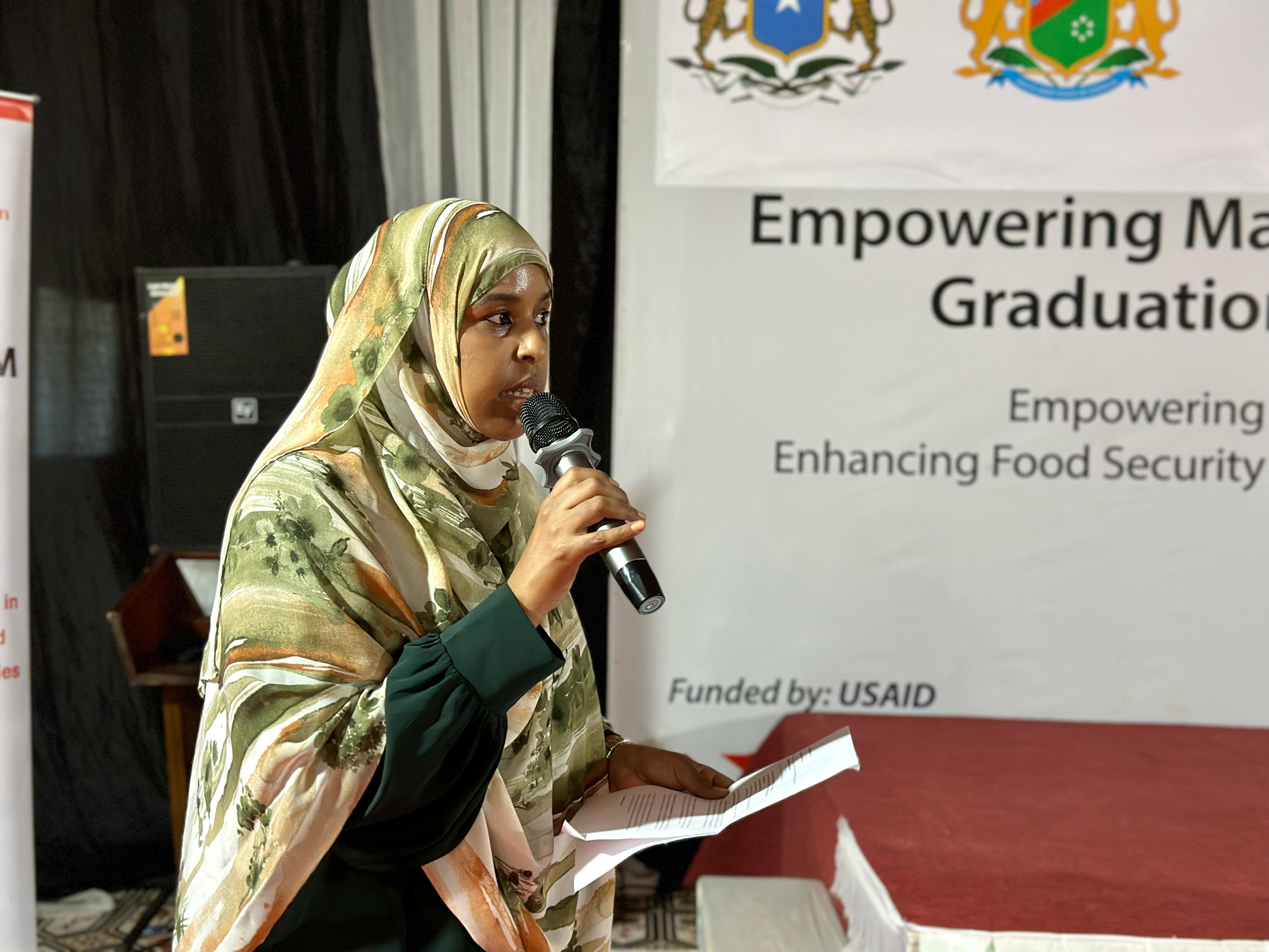 Zahra Abdi Mohamed, Director for Poverty Reduction and Durable Solutions, sharing her optimism about the program’s transformative impact.