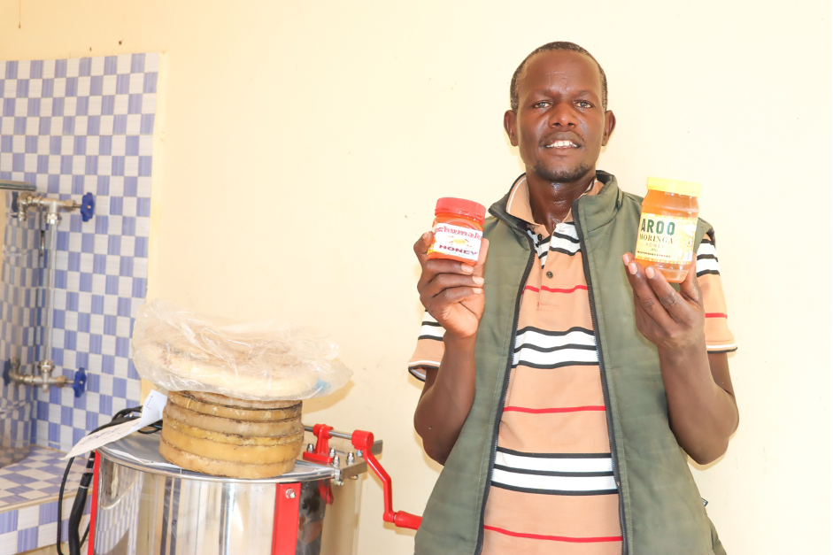 World Vision has also trained bee farmers on value addition. In addition to producing honey for sale and family use, they now create products like candle wax, shoe shine, body lotion, and soap from bee wax.