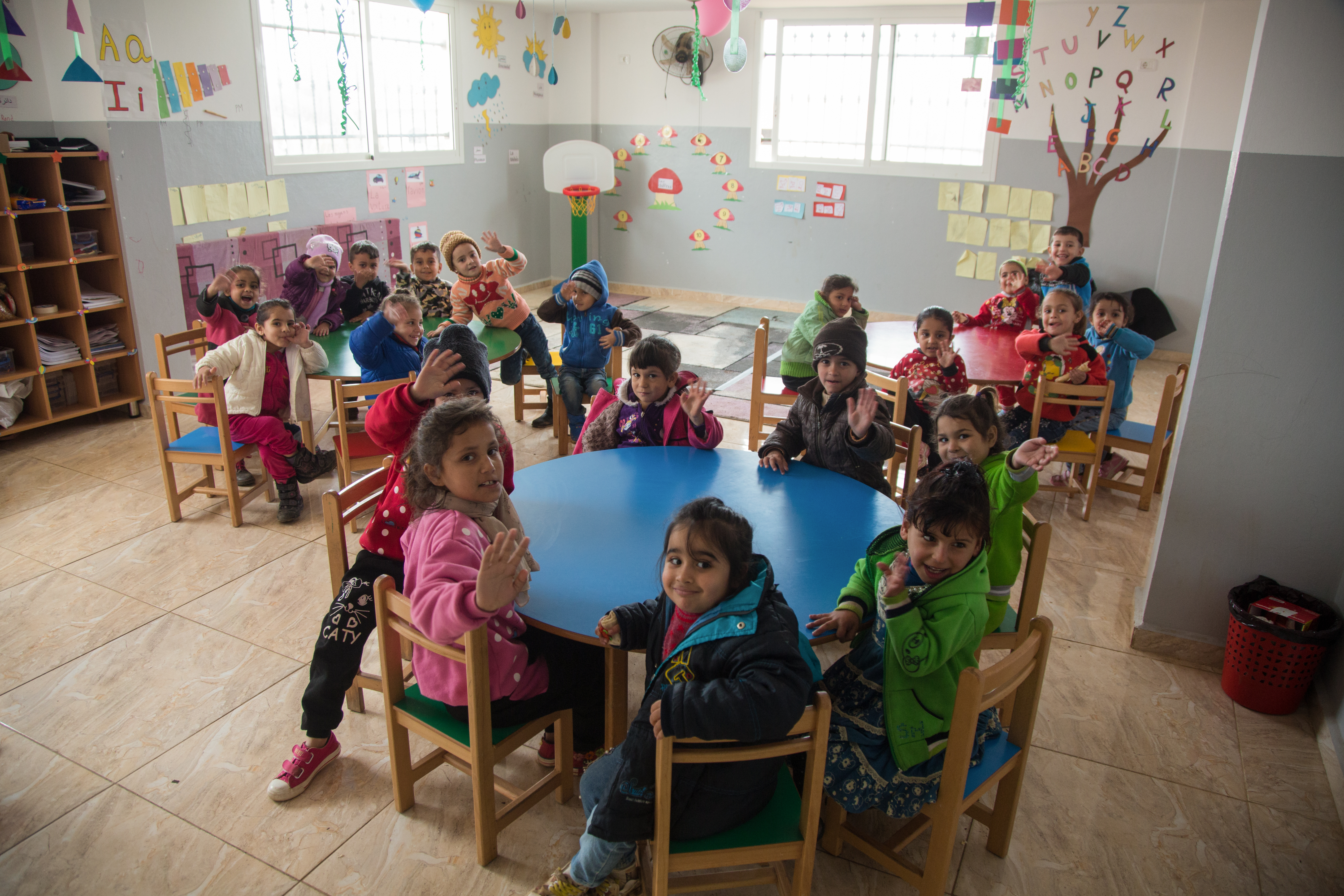 Children waving good bye