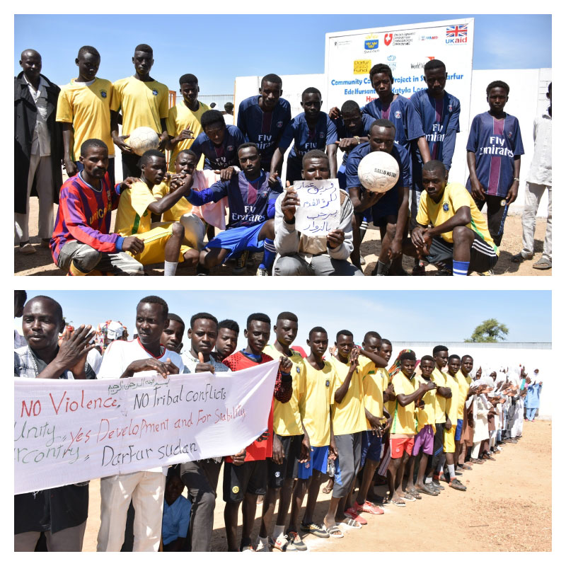 Youth from different ethnic groups in the Darfur region using football to build bridges in their community. 