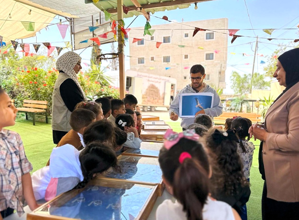 A group of Palestinian students are learning about the biodiversity of the West Bank