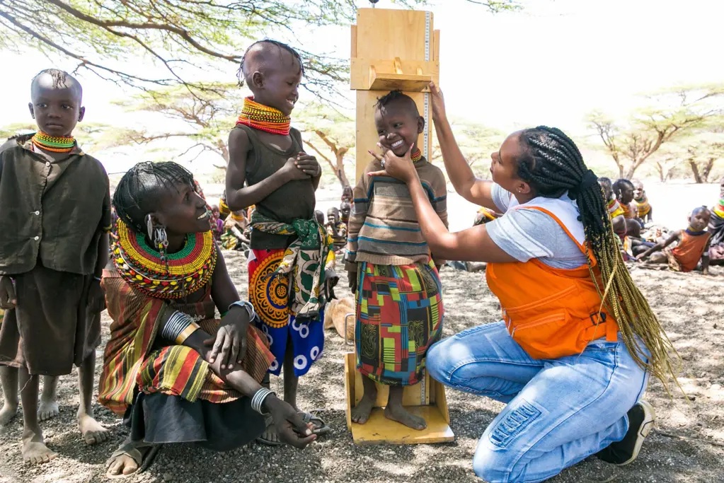 A children's height being measured in Kenya