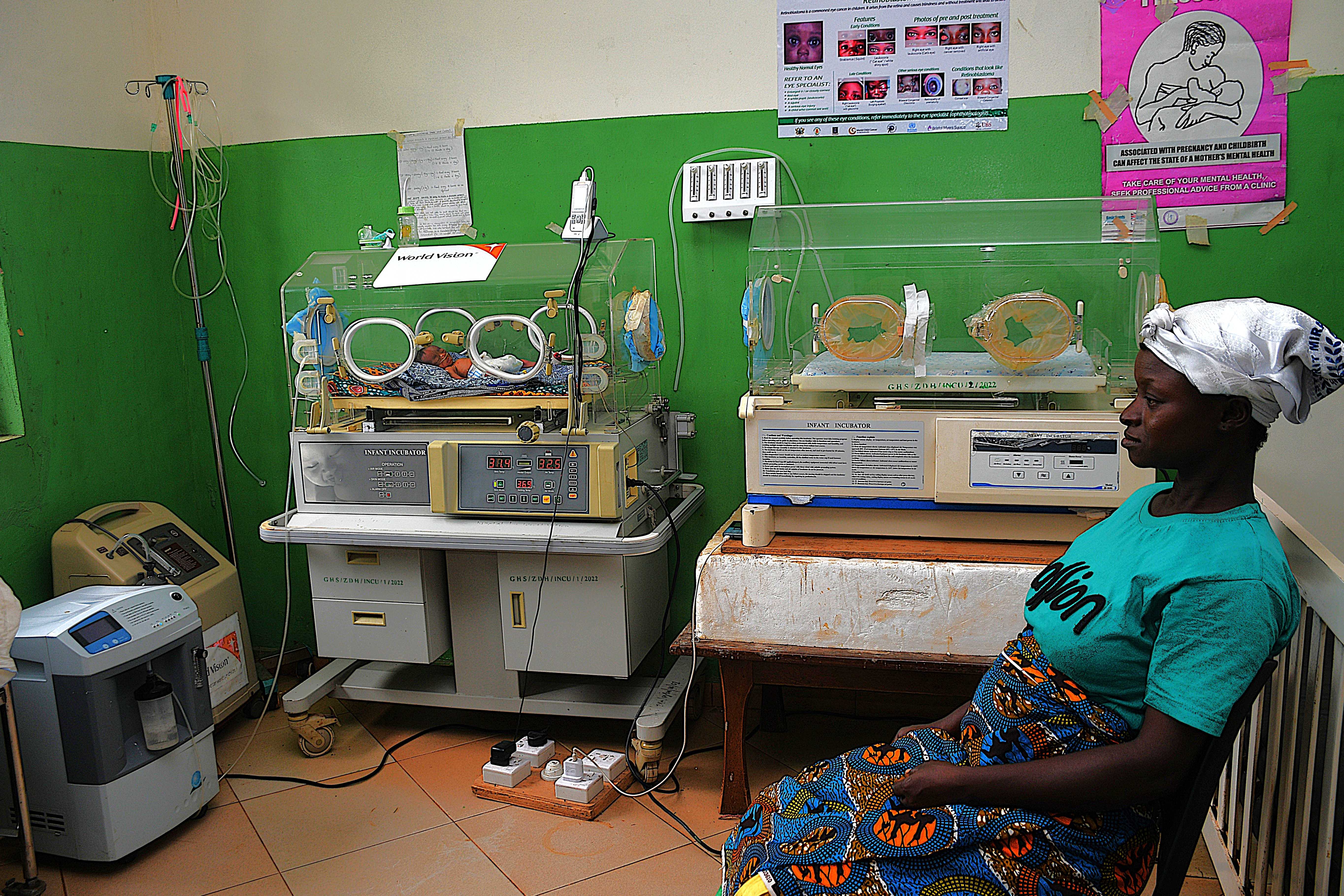 A preterm baby mother anxiously waiting for her baby's recovery. 