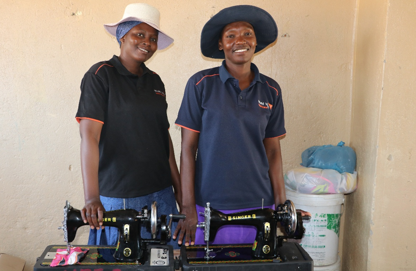 Mukani Tjedza group members with some of the sewing machines that they received from World Vision Zimbabwe