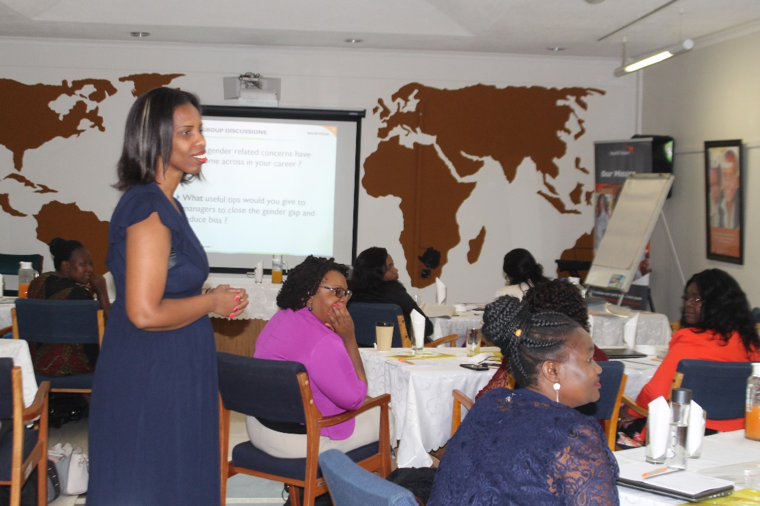 Leila Ntibashirwa, the course convener, sharing at the Women in Leadership training.