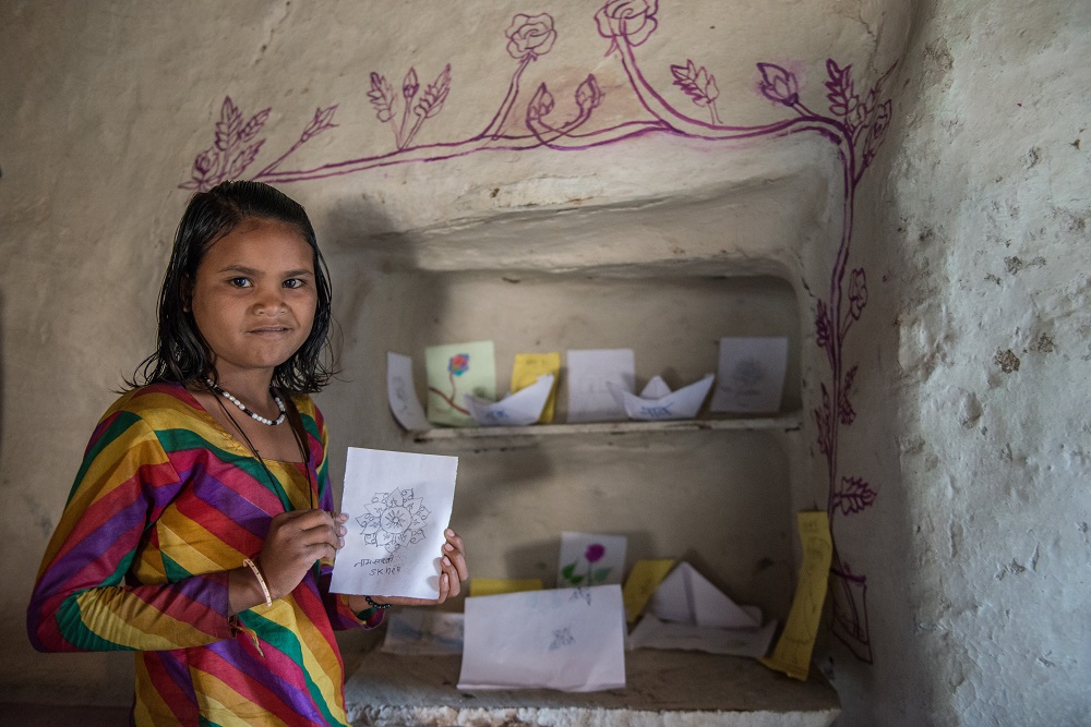 Sahki shows her make and take activities in her reading corner