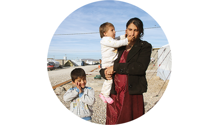 <alt="Image of mother with her two children">