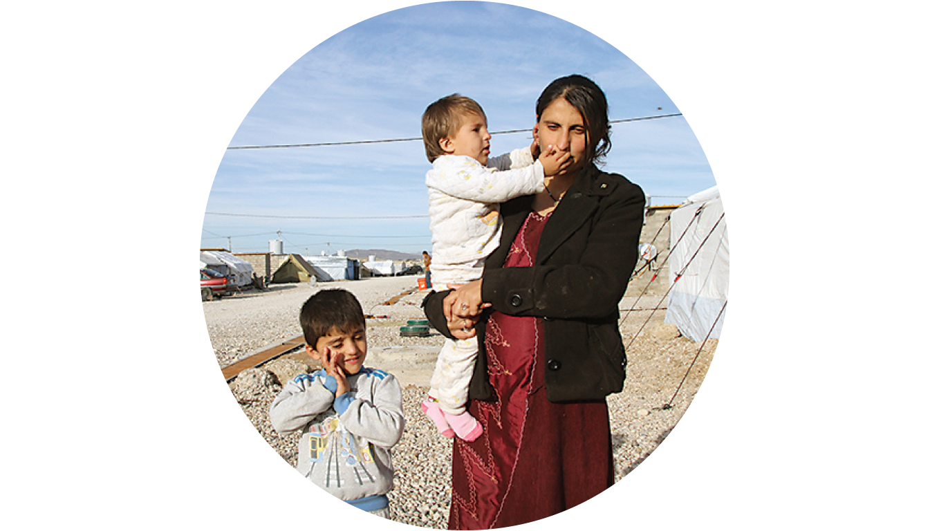 <alt="Image of mother with her two children">