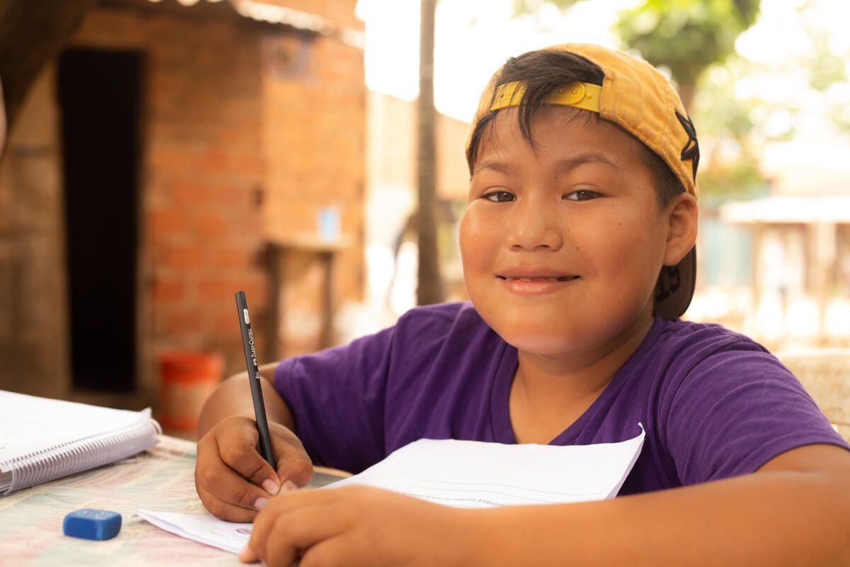 Sponsored child, Moises, in Bolivia is now able to study