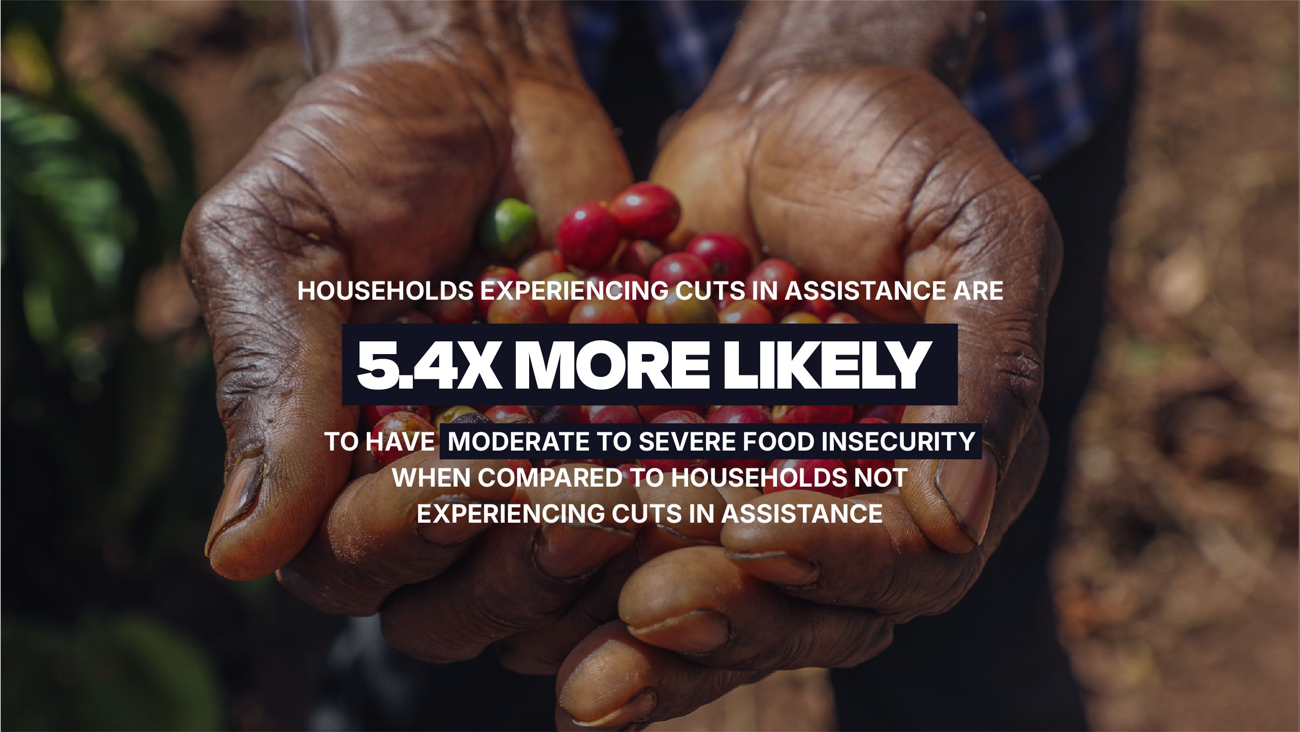 Households experiencing cuts in assistance are 5.4x more liely to jhave moderate to severe food insecurity