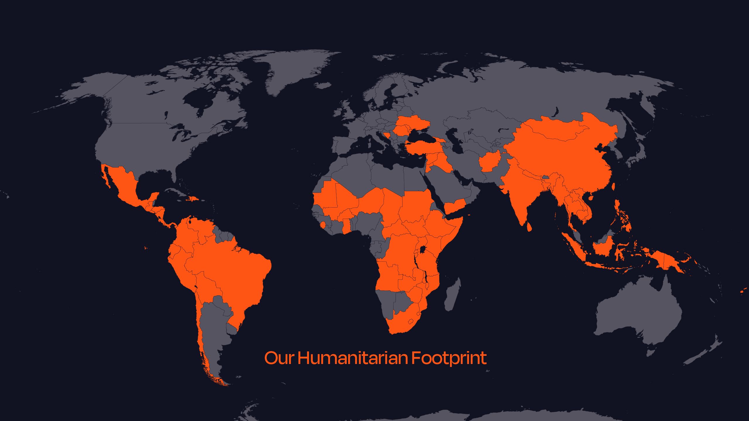 World map showing countries reached by World Vision's Emergency Response