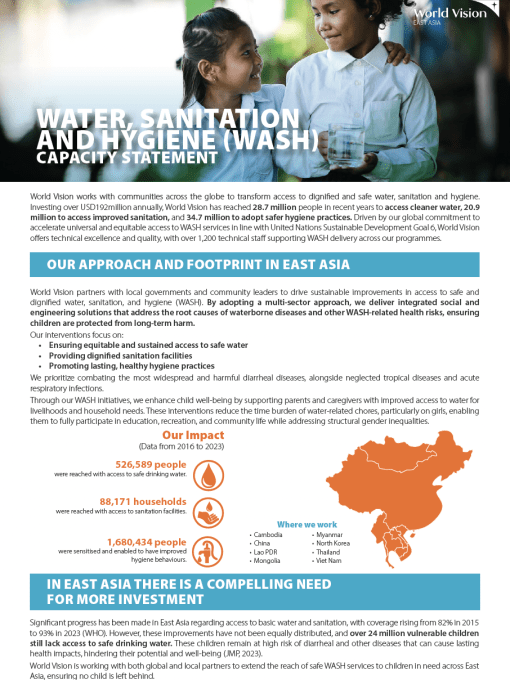 East Asia Capacity Statement - WASH - Cover