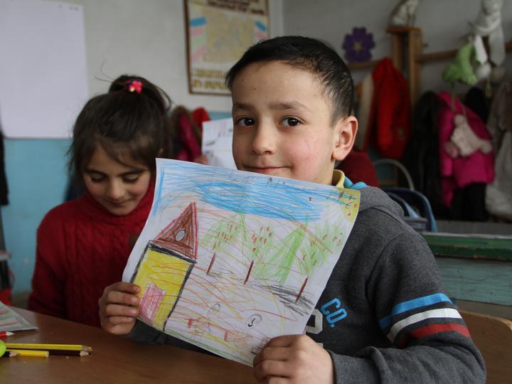 A child in a classroom