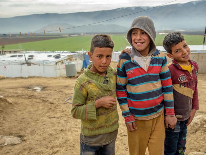 Syrian refugee children in a camp