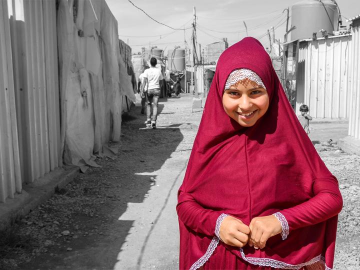 Young syrian girl in refugee camp in Jordan