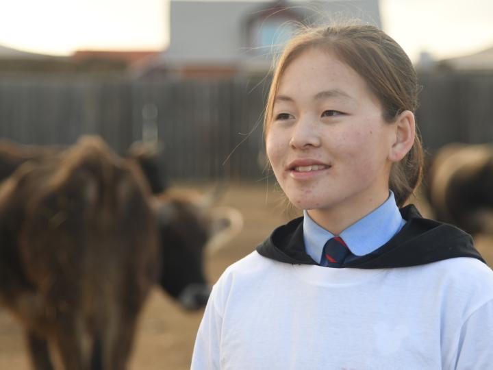 Children council committee leader Davka talking about climate change in Mongolia