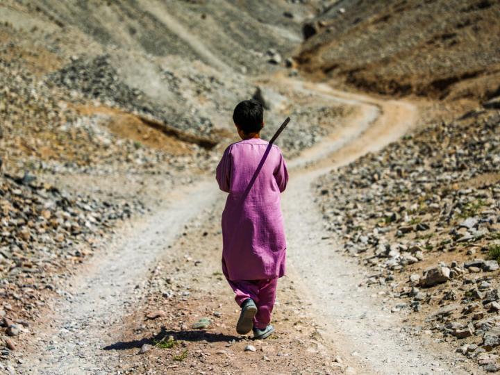 Mujeb walks to his working area.