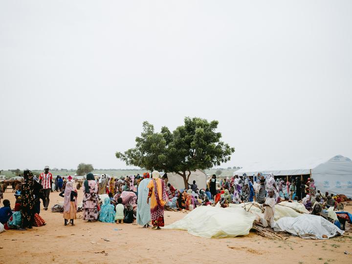 Women and children in refugee camp in Chad