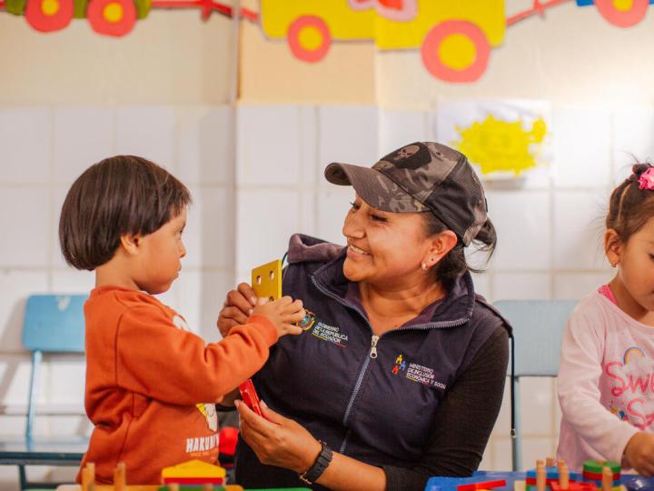 Partner engaging with a child