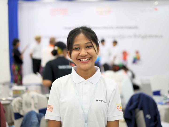 A girl smiling
