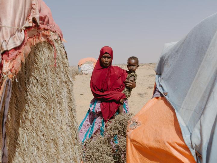 Families at Dongore IDP camp, approximately two hours outside Galkayo,