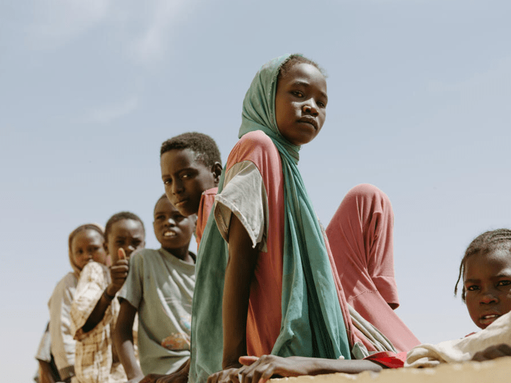 Children play at a World Vision safe space in Shearyia El Nakheel camp