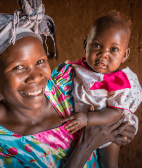 Mother holding child