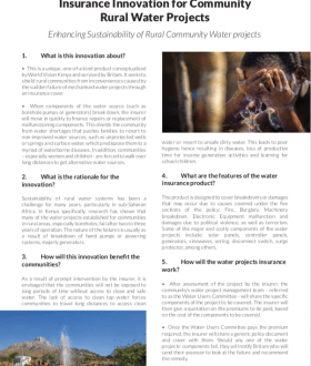 Factsheet - Insurance Innovation for Community Rural Water Projects