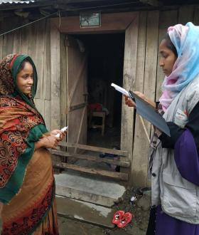 Beneficiary registering for cash assistance after floods affecting Bandarban, Bangladesh