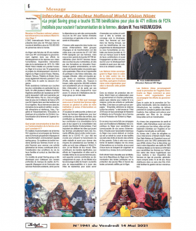 Interview du Directeur National World Vision Niger - Sahel Dimanche - 14 Mai 2021