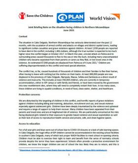 Joint Briefing Note on the situation facing children in Northern Mozambique_Cover