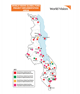 Malawi Global Fund Project Map of Intervention Areas
