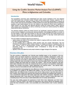 Using the Conflict Sensitive Market Analysis Tool (CoSMAT):  Pilots in Afghanistan and Colombia