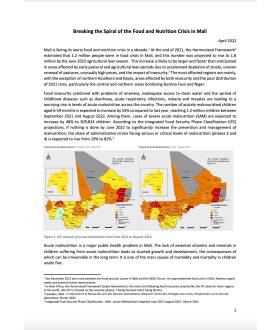 Collective CTA on Nutrition Crisis in Mali