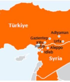 Map of World Vision Syria Response countries – showing where WVSR is responding