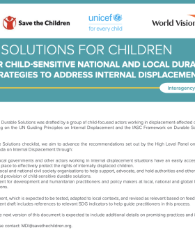 First page of durable solutions for children checklist
