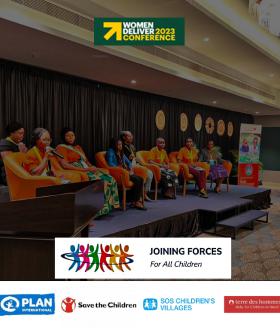 Des enfants intervenant à la Conférence Women Deliver 2023 à Kigali