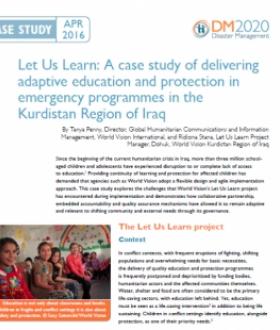 Let Us Learn: A case study of delivering adaptive education and protection in emergency programmes in the Kurdistan Region of Iraq