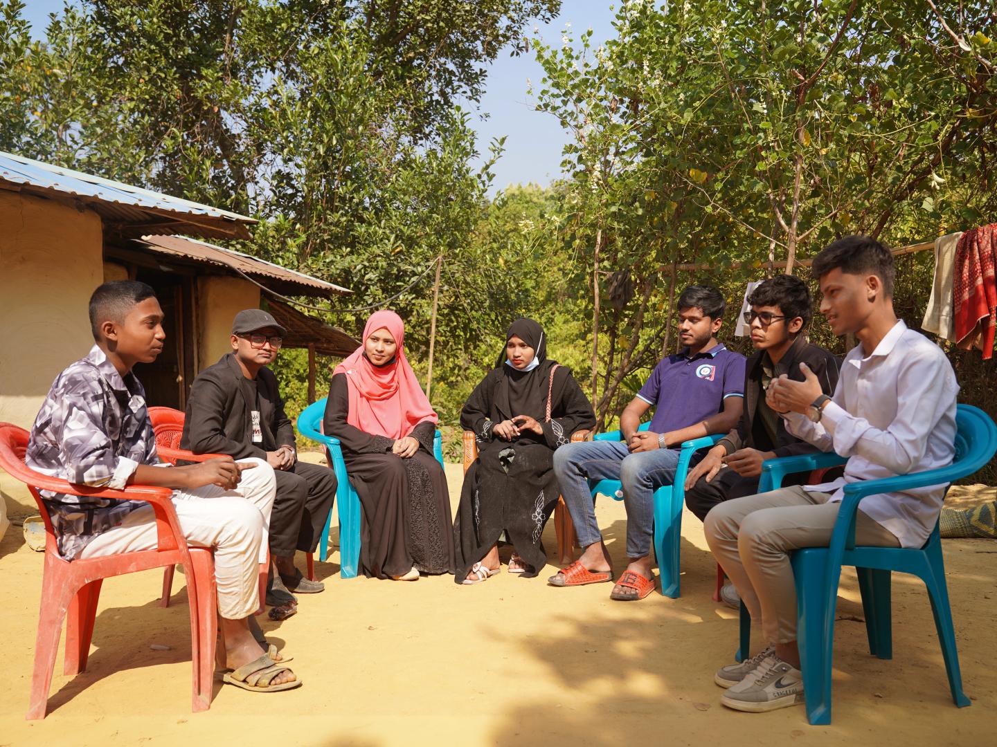 Tareq with the youth of the community 