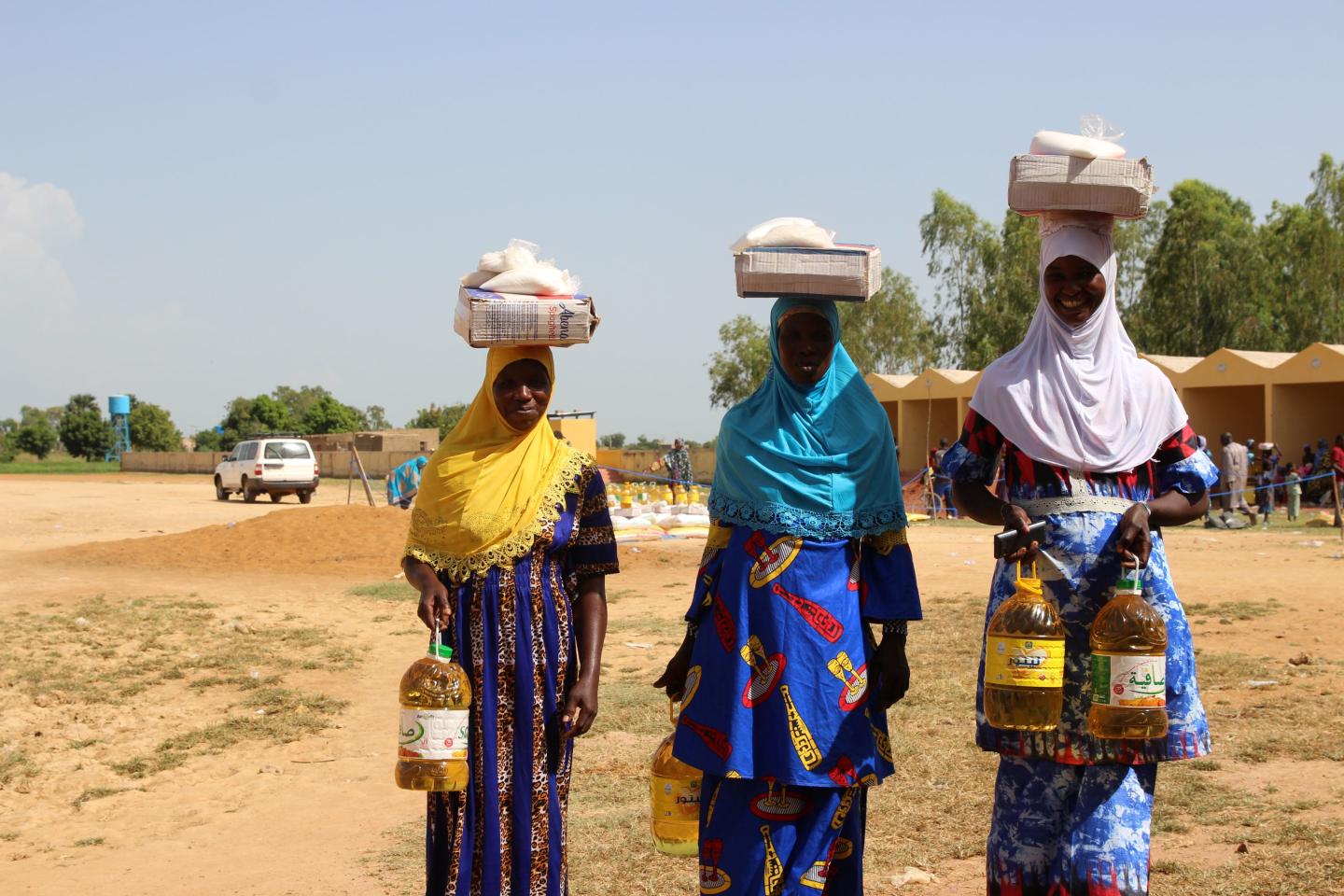 women's very Happy to receive Food