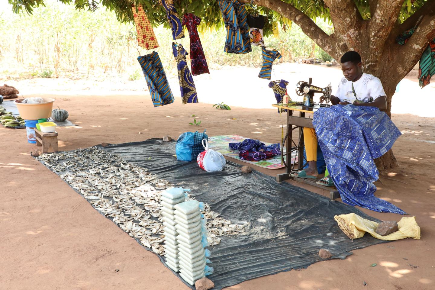 More than sewing Osvaldo also sells different other products that help him earn a living.
