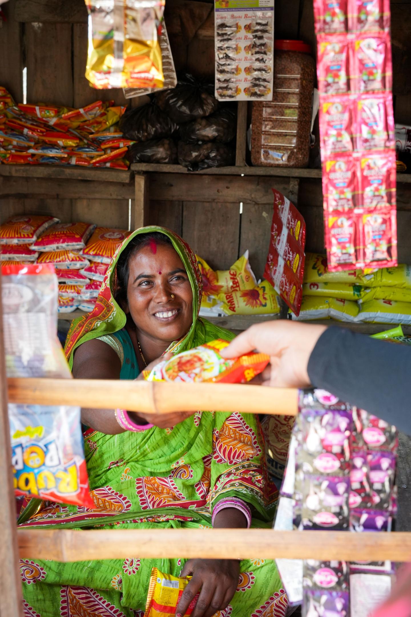 Tara Devi engaged in her shop 