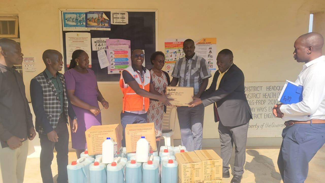 World Vision teams are delivering Ebola Infection Prevention and Control supplies to Koboko District local government.